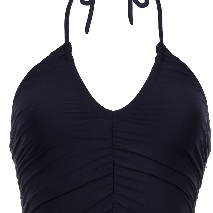 Women's One-Piece Swimsuit with Figure-Flattering Gathering and Rear Tie Band Mune Fashion