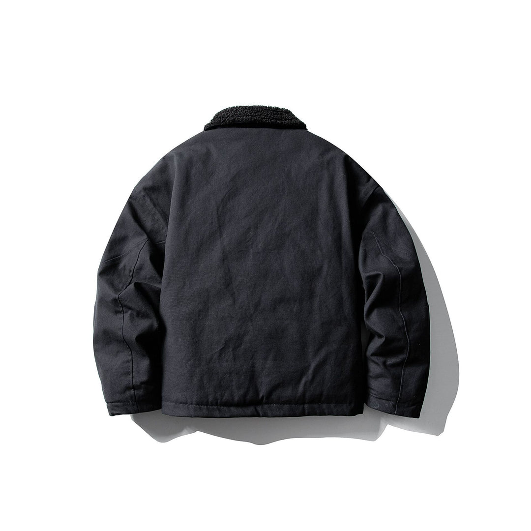 Unisex Short Canvas Field Blouson with Teddy Collar and Two-Way Zipper Mune Fashion