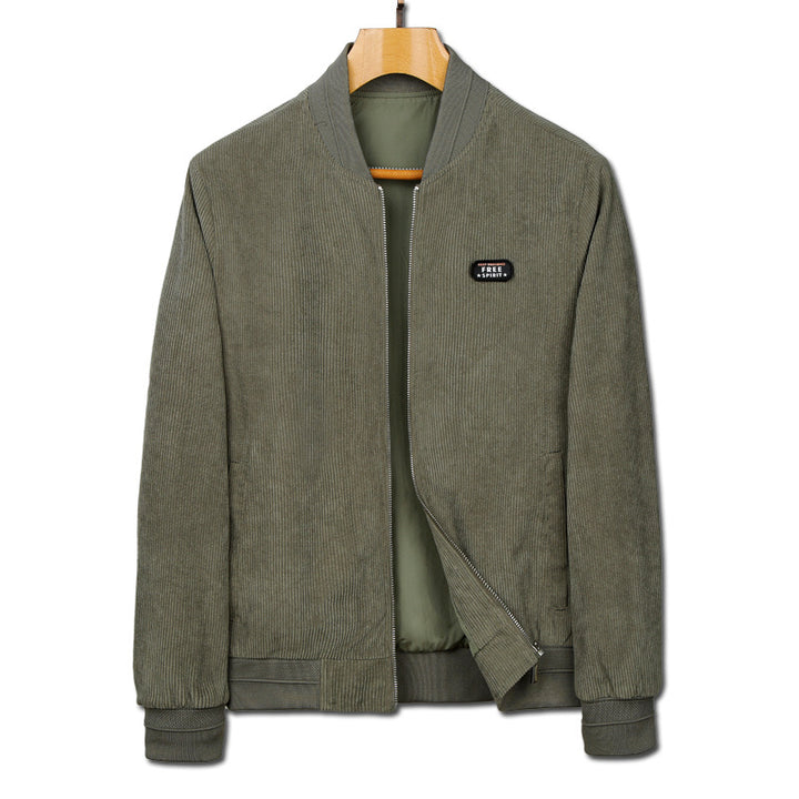Men's corduroy bomber jacket with zipper, ribbed cuffs, and light padding Mune Fashion