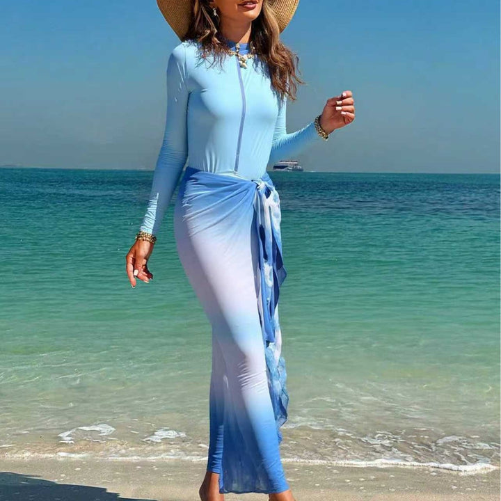Women's Long Sleeve Surfsuit with Wrap Skirt Mune Fashion