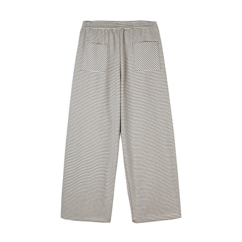 Women's culotte pants with wide leg, high waistband, and fine stripe pattern Mune Fashion