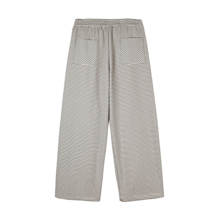 Women's culotte pants with wide leg, high waistband, and fine stripe pattern Mune Fashion