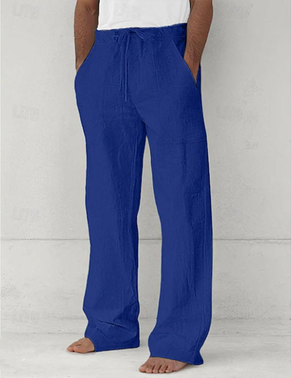 Men's light Relax Chino made of linen blend with loose leg, drawstring waistband and side pockets Mune Fashion