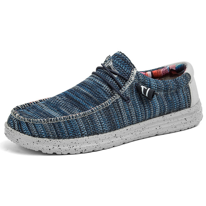 Men's Casual Canvas Moccasin Slipper with Braided Lacing and Spotted EVA Sole Mune Fashion