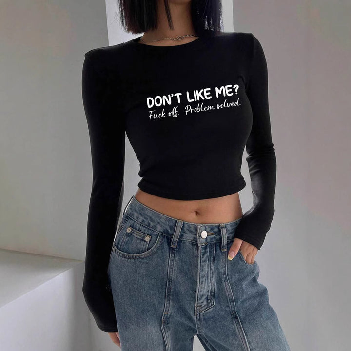Women's figure-hugging long-sleeved cropped shirt with photorealistic lip collage and slim fit Mune Fashion
