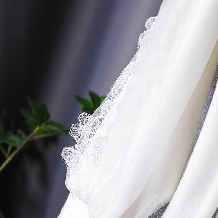 Girl elegant blouse with floral lace appliqués Mune Fashion