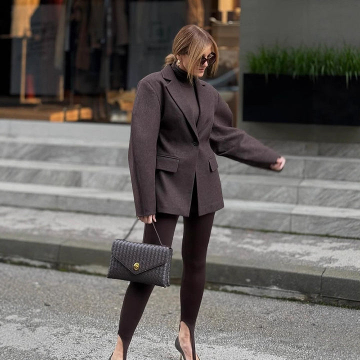 Women's Oversized Structured Blazer with Emphasized Shoulder Area and Voluminous Sleeves Mune Fashion