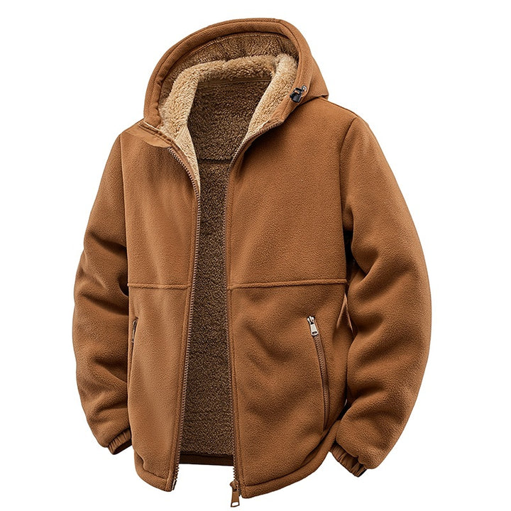 Men's Padded Teddy Fleece Hoodie with Two-Way Zipper & Zipper Pockets Mune Fashion