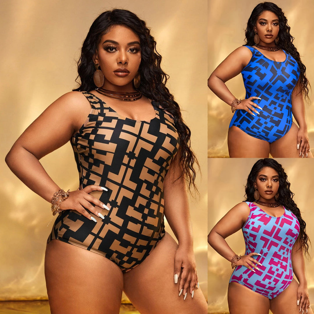 Women's One-Piece Swimsuit with Modern Geometric Design Mune Fashion