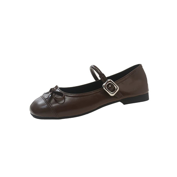 Women's Strap Ballerinas with Decorative Bow and Adjustable Buckle Strap Mune Fashion