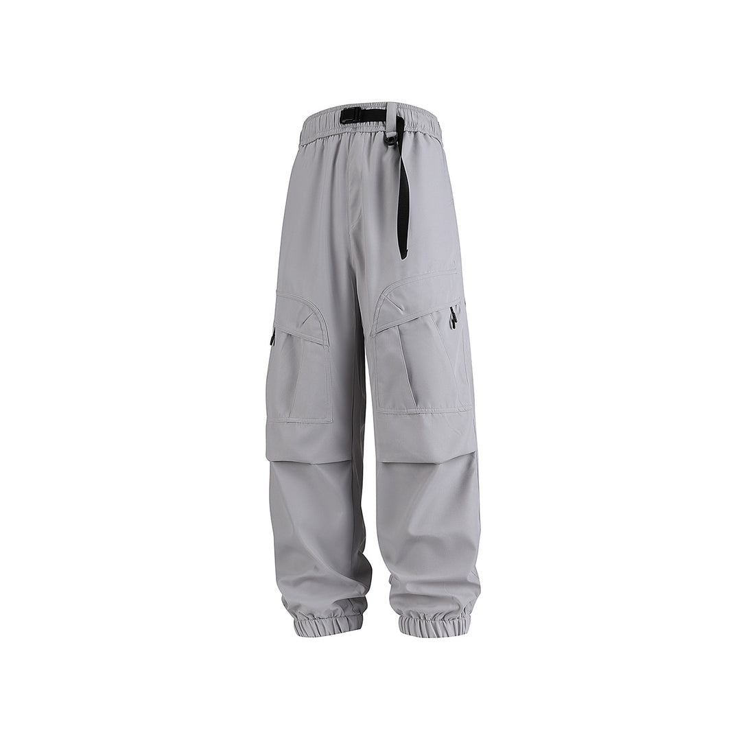 Men's Loose Technical Cargo Jogger Pants with Elastic Drawstring Waistband and Multiple Pockets Drune
