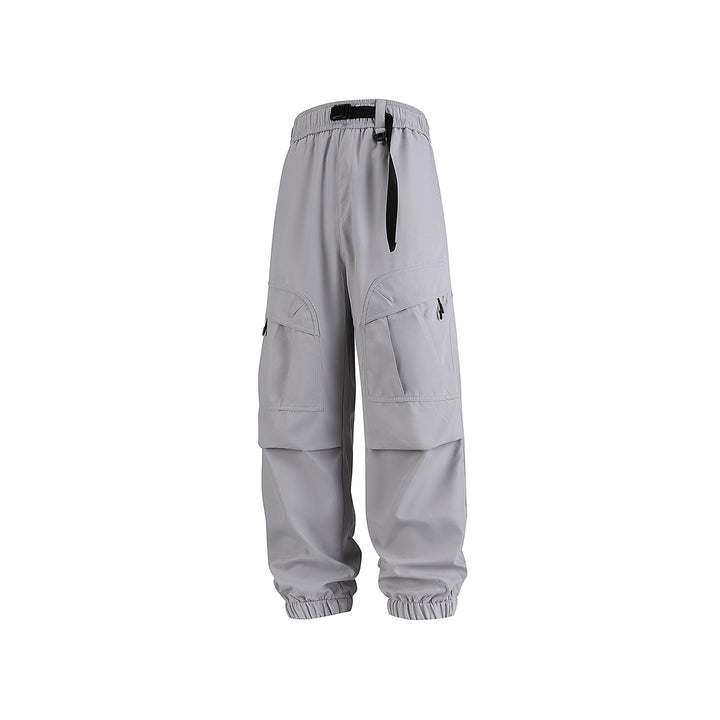 Men's Loose Technical Cargo Jogger Pants with Elastic Drawstring Waistband and Multiple Pockets Drune