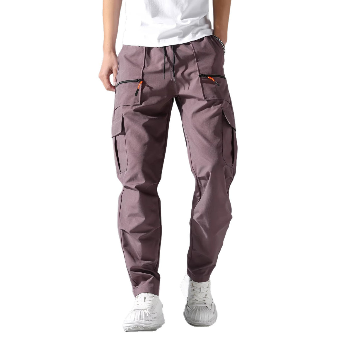 Men's utility cargo pants with zip pockets, drawstring waistband & pre-shaped knee sections Mune Fashion