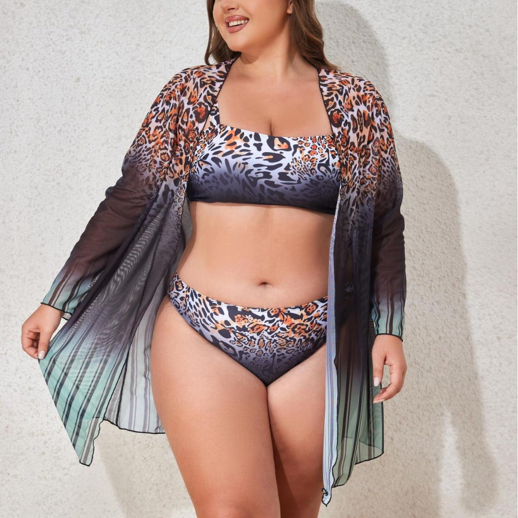 Women's Beach Ensemble with Leopard Pattern Mune Fashion