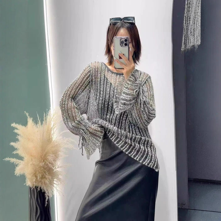 Women Elegant Transparent Sweater Mune Fashion