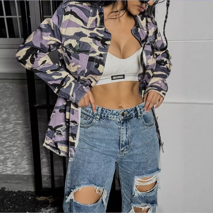Women's Camouflage-Utility-Jacket in Oversized-Fieldstyle with Flap Pockets Mune Fashion