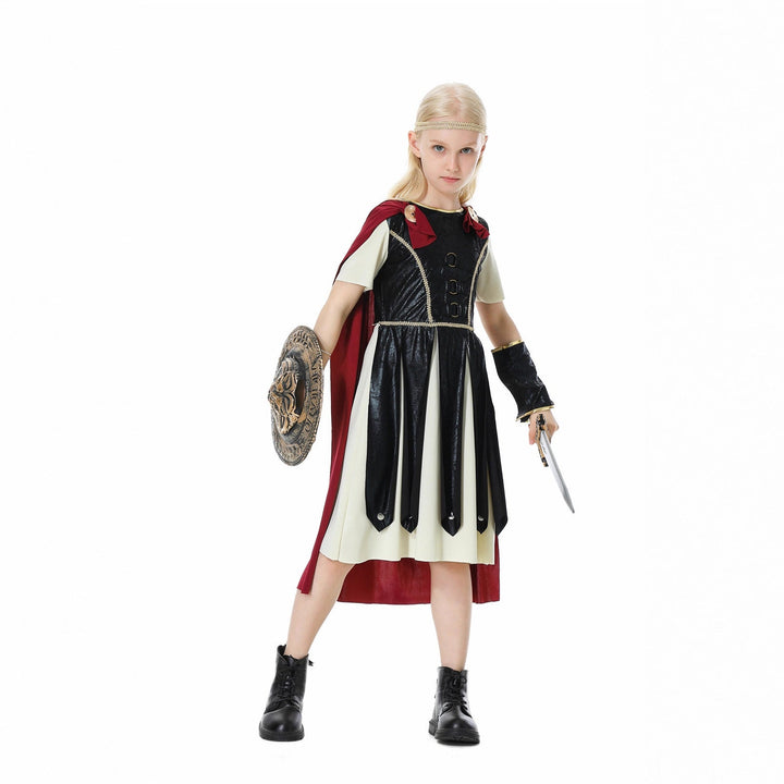 Girls Gladiator Costume with Cape and Accessories Mune Fashion