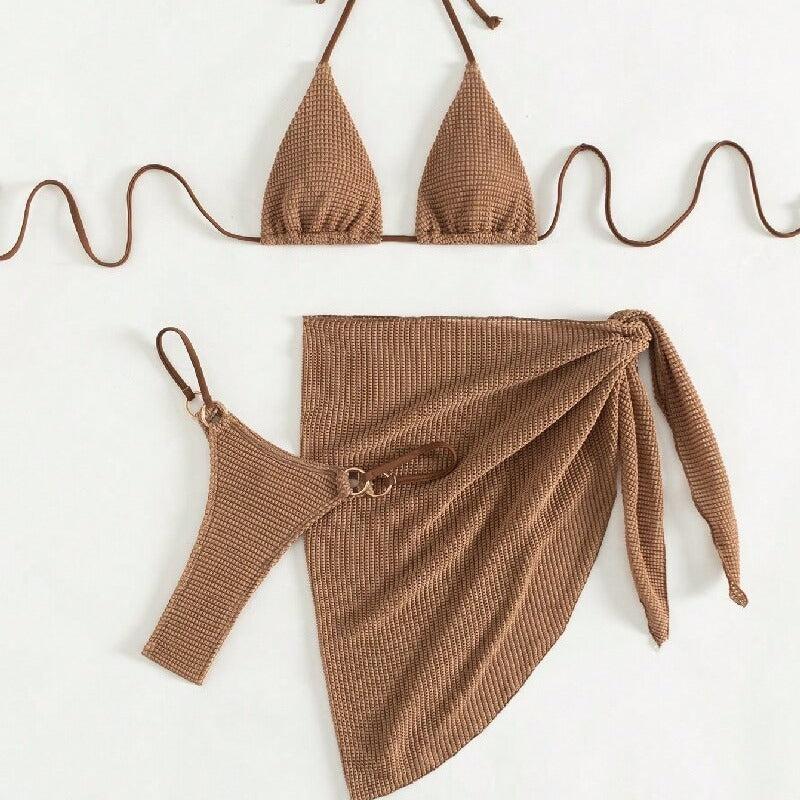 Women Triangle Bikini with Wrap Skirt Mune Fashion