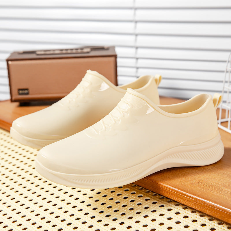 Men's Waterproof Slip-On Rubber Sneaker with Shock Absorbing Sole and Subtle Lace Look Mune Fashion