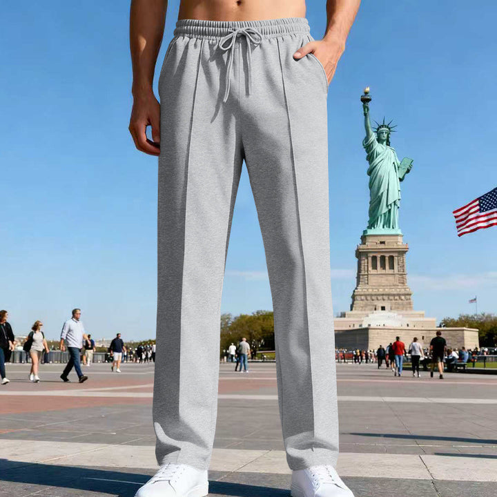 Men's Wide Travel Lounge Pants with Crease, Elastic Drawstring and Side Insert Pockets Mune Fashion