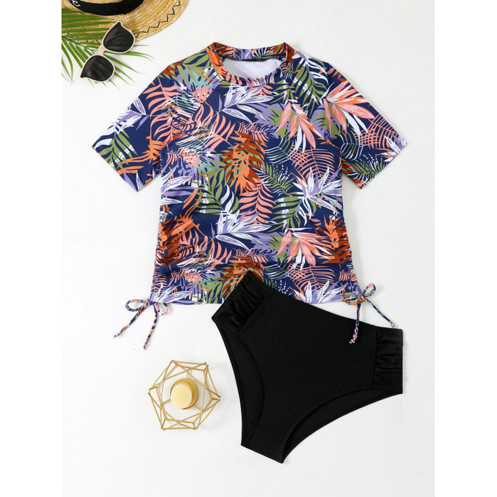 Women's Tankini Set with Stylish Floral Design and Adjustable Sides Mune Fashion