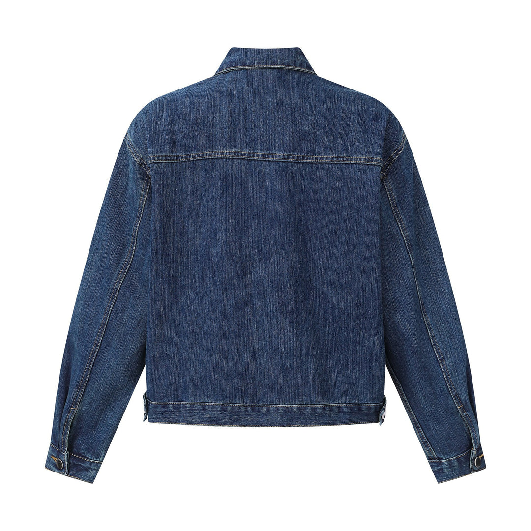 Unisex casually cut denim blouson jacket with full zip Mune Fashion