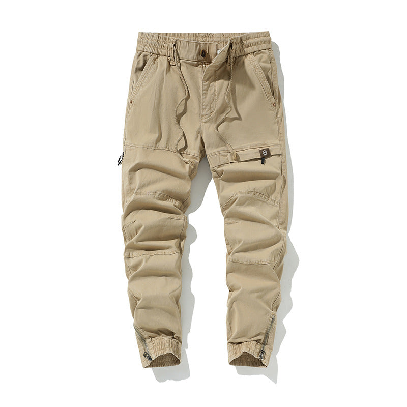 Men's Slim-Tapered Cargo Jogger made of Cotton Twill with Drawstring and Ankle Zipper Mune Fashion
