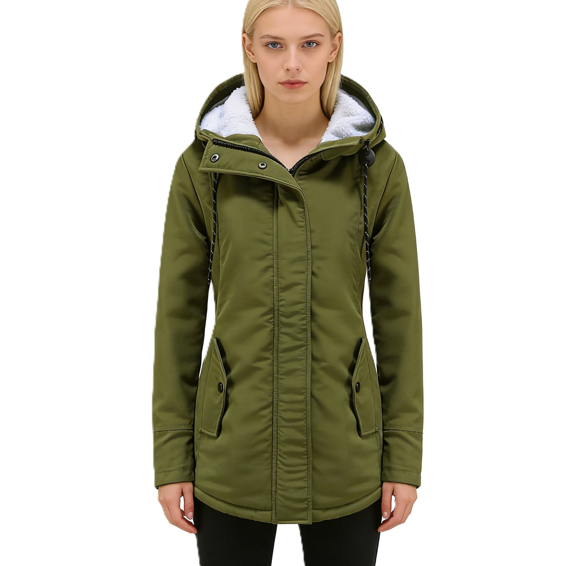Women's Water-Repellent Parka with Teddy Lining, Hood and Tailored Fit Mune Fashion