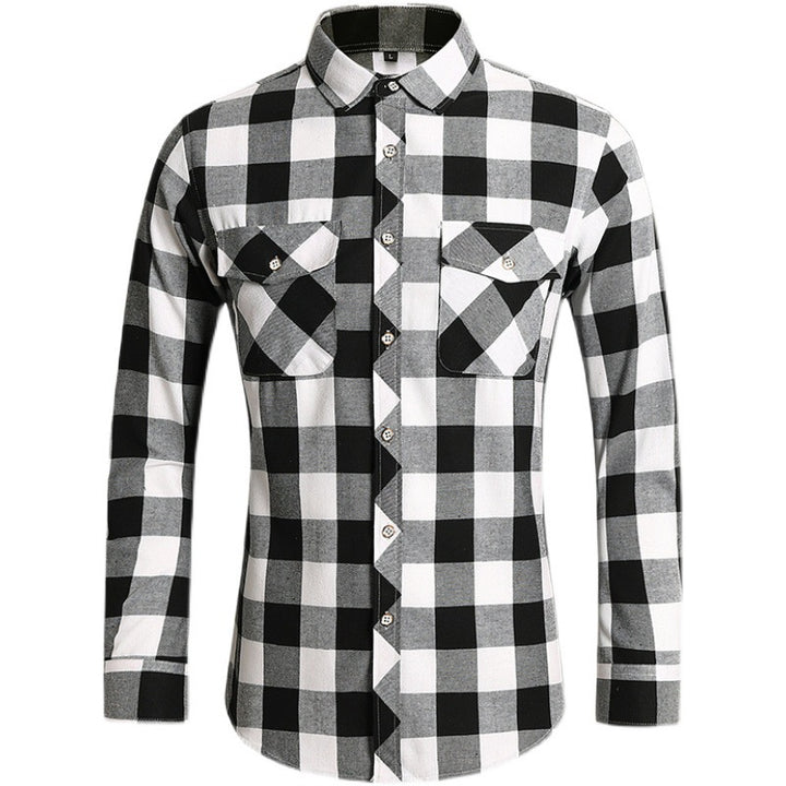 Men's checkered flannel shirt with double breast pockets and kent collar Mune Fashion