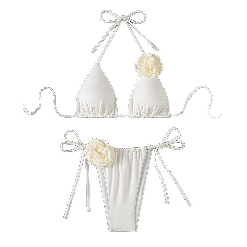Women's triangle bikini with floral appliqués and adjustable straps Mune Fashion