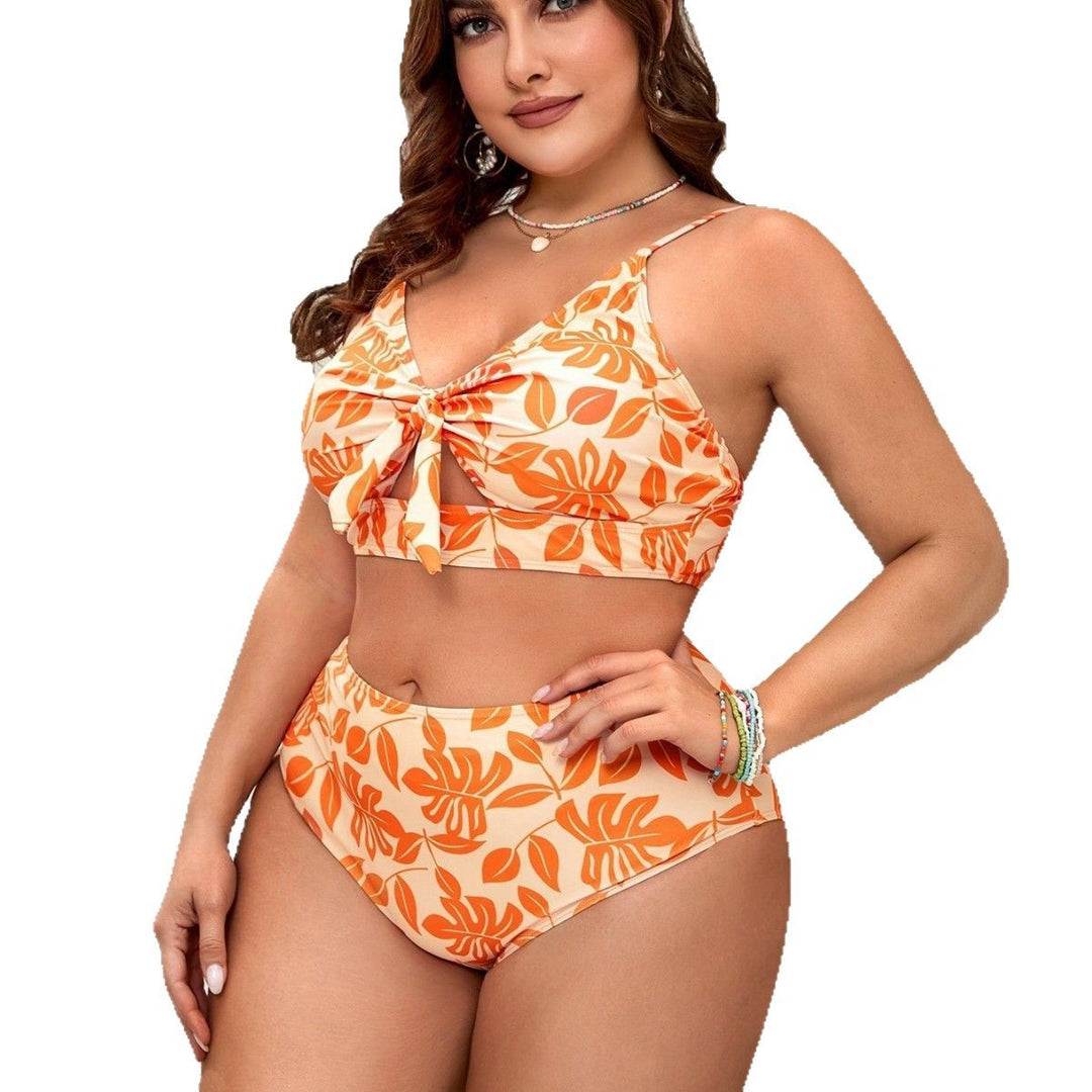 Women's High-Cut Bikini Set with Floral Tie Mune Fashion