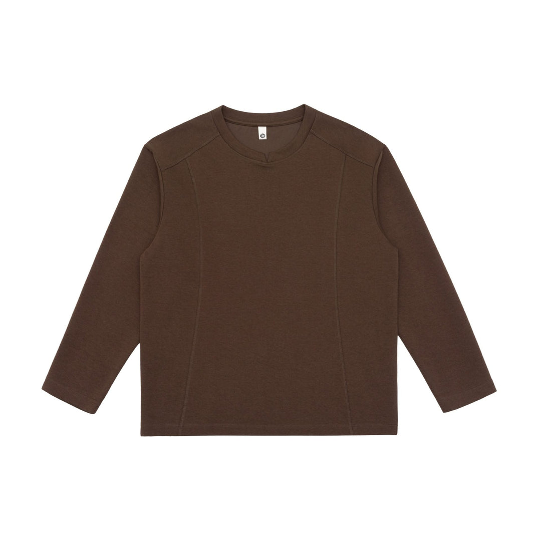 Women Fine Cotton Long Sleeve Shirt with Straight Hem and Decorative Stitch Detail Mune Fashion