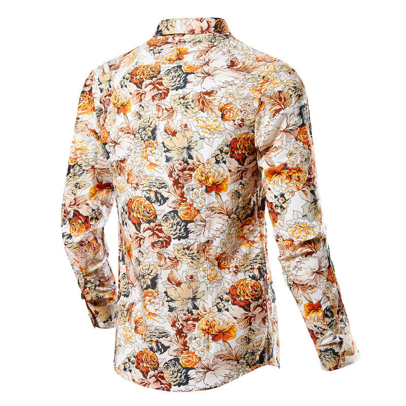 Men's narrow-cut floral shirt with Kent collar and full button placket Mune Fashion