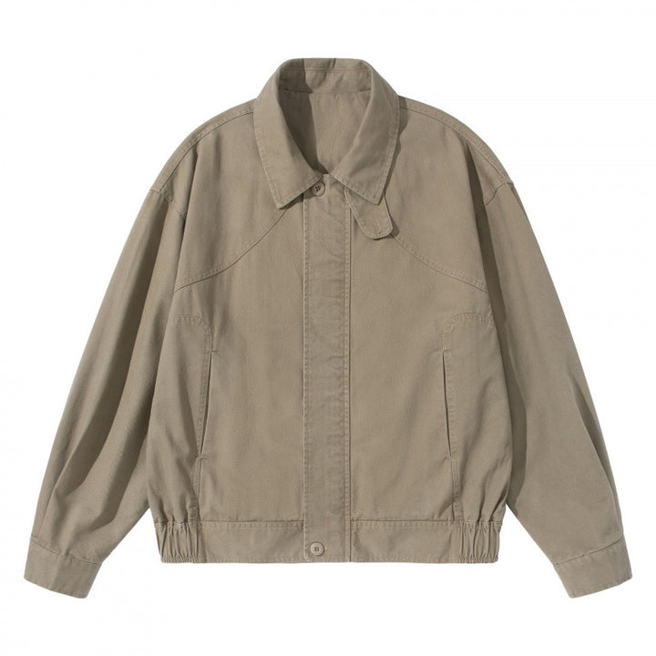 Men's Lightweight Boxy Field Jacket with Shirt Collar, Concealed Button Placket and Elastic Hem Mune Fashion
