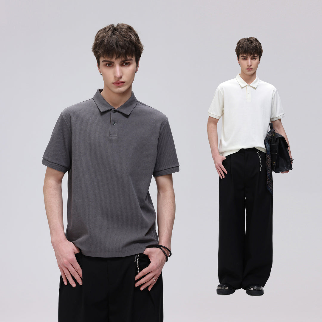 Men's Thermoregulating Pique Polo Shirt with Fine Structure and Short Sleeve Mune Fashion