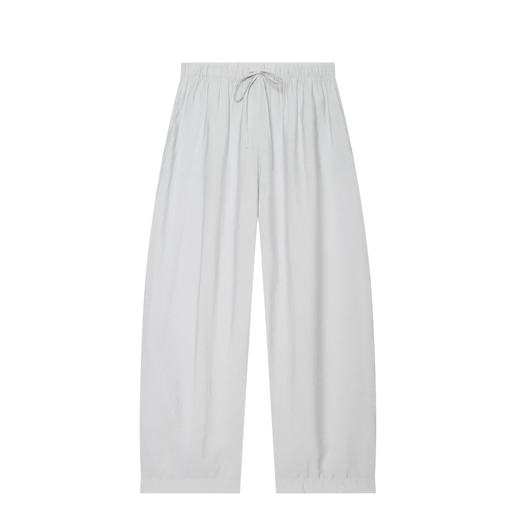 Women's loose linen-look lounge pants with elastic waistband and drawstring Mune Fashion