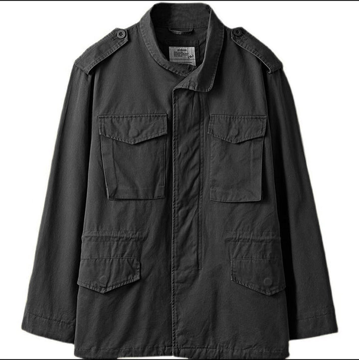 Men's lightweight cotton field jacket with patch pockets and shoulder epaulets Mune Fashion