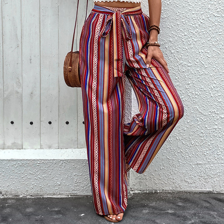 Women's Wide Summer Trousers with Elastic Waist Mune Fashion