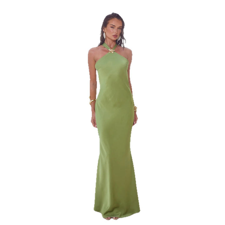 Women elegant maxi dress with stylish halter neck Mune Fashion