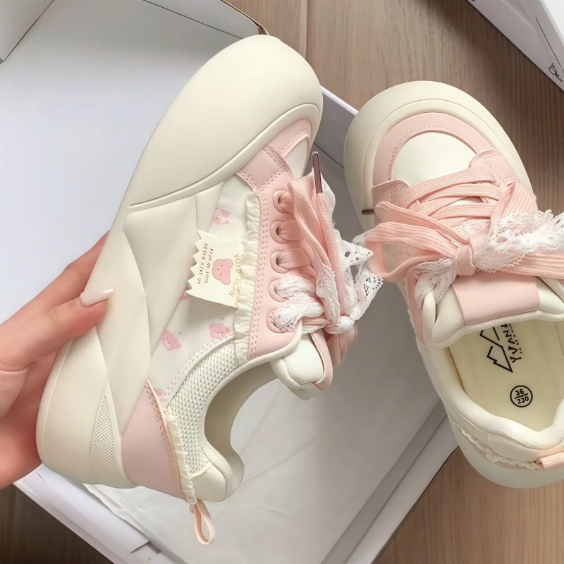 Women's sneakers with decorative ruffles and playful bows Mune Fashion