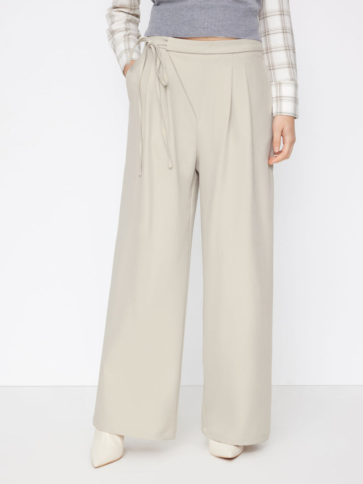 Women's Wide Pinstripe Pants with Wrap Waist Drune