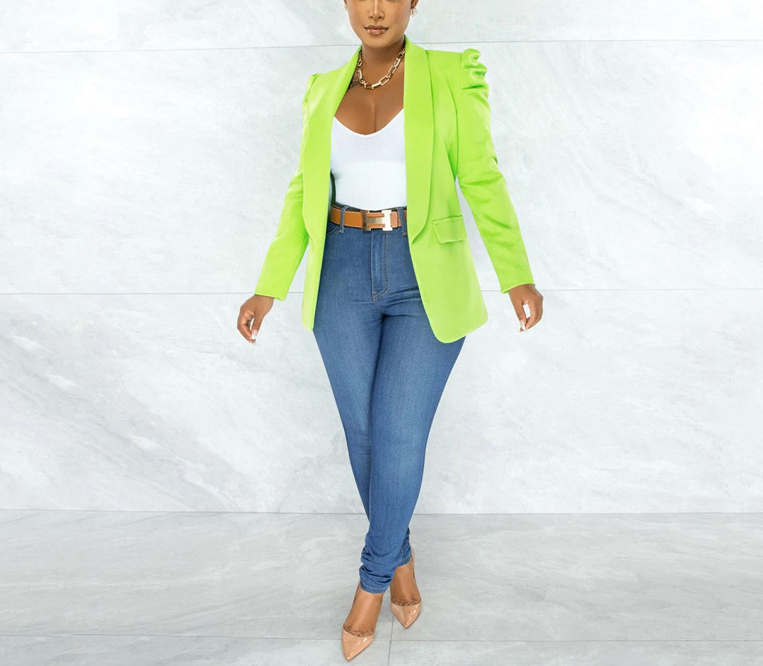 Ladies Elegant Blazer with Shoulder Pads Mune Fashion