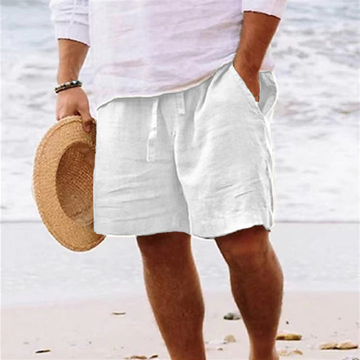 Men's airy linen shorts with elastic waistband and practical side pockets Mune Fashion