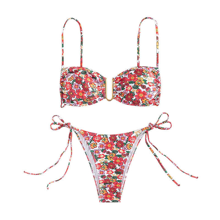 Women's bikini set with floral design and fashionable ring closure Mune Fashion