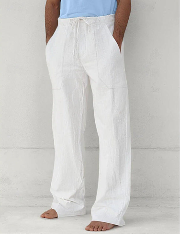Men's light Relax Chino made of linen blend with loose leg, drawstring waistband and side pockets Mune Fashion