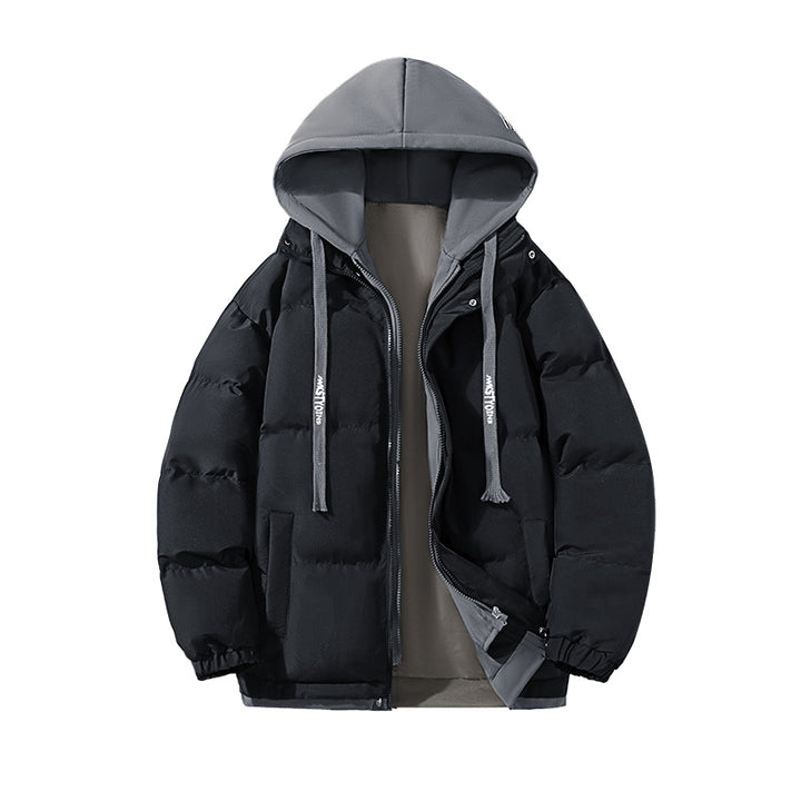 Women's two-layer quilted hooded jacket with contrasting hood, drawstring and elastic cuffs Mune Fashion