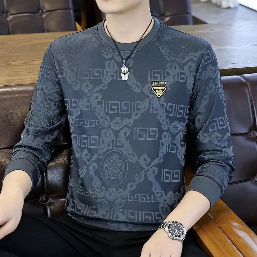 Men's Luxurious Long Sleeve Shirt with Textured Design Mune Fashion