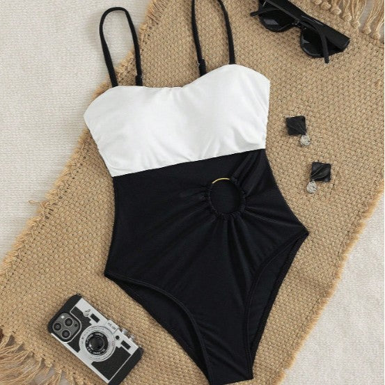 Women's One-Piece Swimsuit with Refined Cut-Out and Elegant Ring Detail Mune Fashion