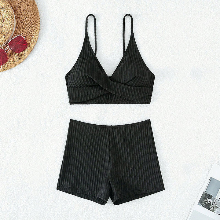 Women High-Quality Two-Piece Bikini Set with Wave Pattern Mune Fashion