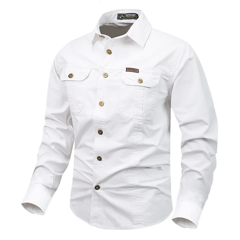 Men's durable cotton utility shirt with double chest pockets and slim fit Mune Fashion